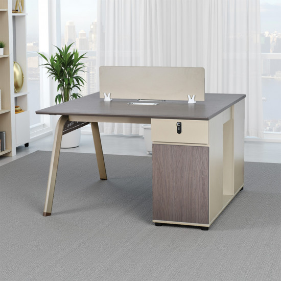 مكتب عمل مزدوج خشبي مع وحدات تخزين مكتب عمل مزدوج خشبي مع وحدات تخزين