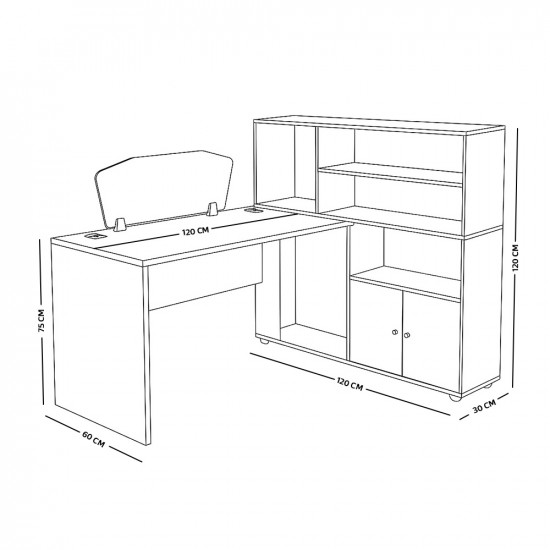مكتب تنفيذي خشبي مع وحدات تخزين وأرفف مكتب تنفيذي خشبي مع وحدات تخزين وأرفف
