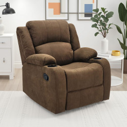 كرسي استرخاء فاخر هزاز دوار قماش بني