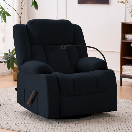 كرسي استرخاء هزاز دوار قماش بحامل جوال أسود