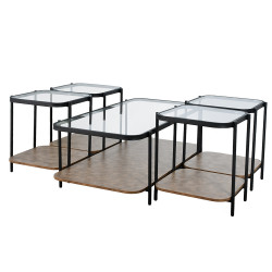 طقم طاولات خدمة 5 قطع 2 دور سطح زجاجي طقم طاولات خدمة 5 قطع 2 دور سطح زجاجي