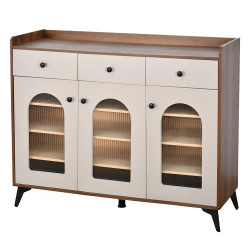 دولاب بوفيه خشب بأبواب زجاجية 120 سم