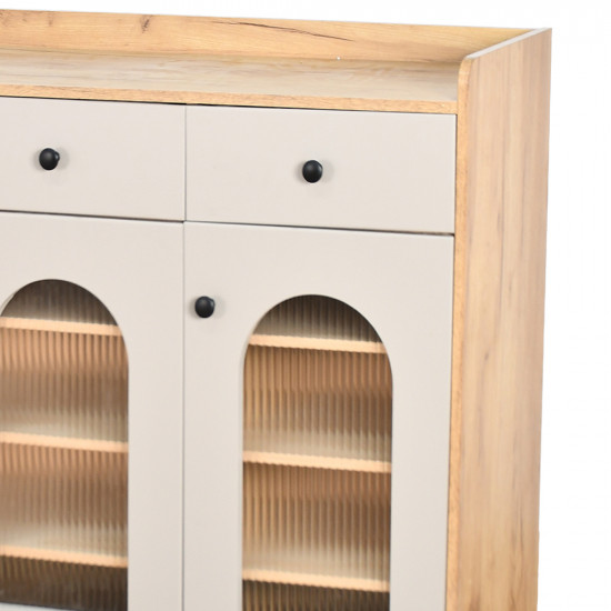 دولاب بوفيه خشب بأبواب زجاجية 120 سم دولاب بوفيه خشب بأبواب زجاجية 120 سم