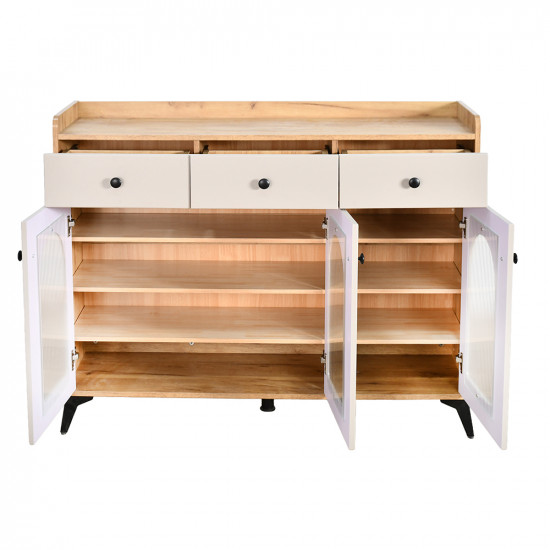 دولاب بوفيه خشب بأبواب زجاجية 120 سم دولاب بوفيه خشب بأبواب زجاجية 120 سم