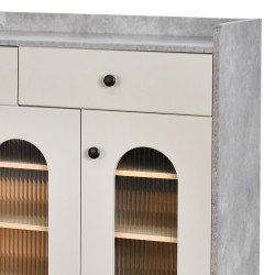 دولاب بوفيه خشب بأبواب زجاجية 100 سم