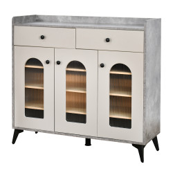 دولاب بوفيه خشب بأبواب زجاجية 100 سم