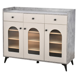 دولاب بوفيه خشب بأبواب زجاجية 120 سم