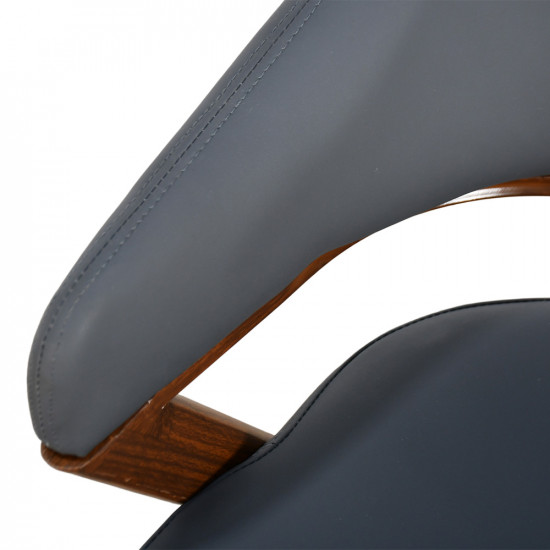 كرسي مفرد مودرن جلد بأرجل معدنية رمادي غامق