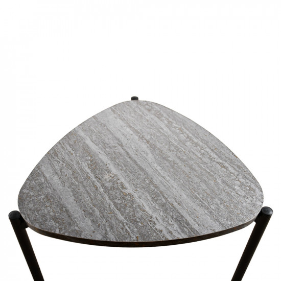 طقم طاولات خدمة 3 قطع خشب بأرجل معدنية رمادي