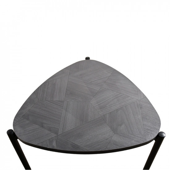 طقم طاولات خدمة 3 قطع خشب بأرجل معدنية رمادي