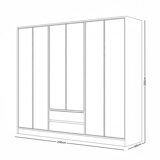 دولاب ملابس 6 باب زجاج مع إضاءة دولاب ملابس 6 باب زجاج مع إضاءة