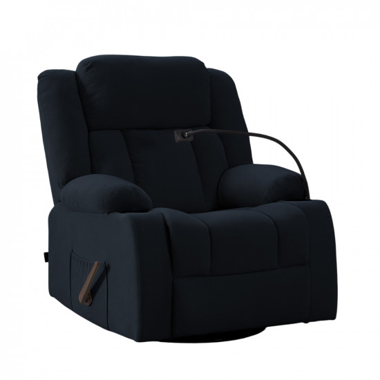 كرسي استرخاء هزاز دوار قماش بحامل جوال أسود