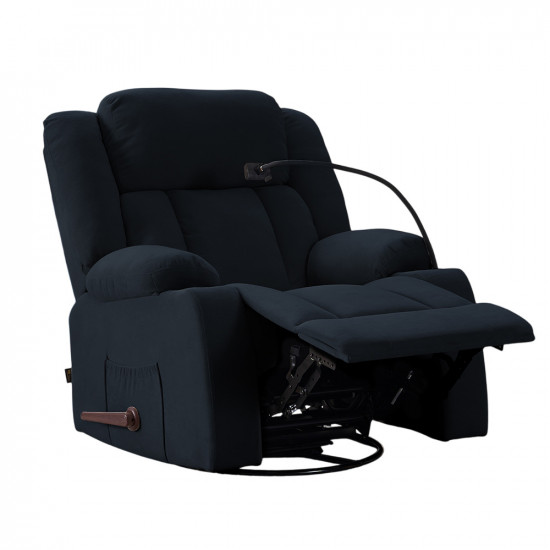 كرسي استرخاء هزاز دوار قماش بحامل جوال أسود