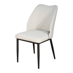 كرسي مفرد مودرن جلد بارجل معدنية رمادي