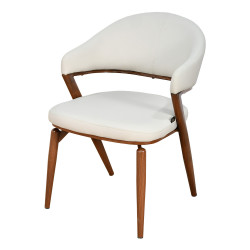 كرسي مفرد مودرن جلد بأرجل معدنية رمادي فاتح