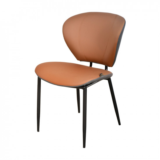 كرسي مفرد مودرن جلد بأرجل معدنية برتقالي كرسي مفرد مودرن جلد بأرجل معدنية برتقالي
