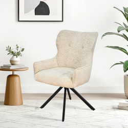 كرسي مفرد مودرن قماش بأرجل معدنية كافيه