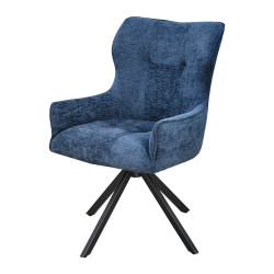 كرسي مفرد مودرن قماش بأرجل معدنية أزرق