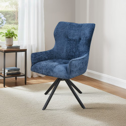 كرسي مفرد مودرن قماش بأرجل معدنية أزرق