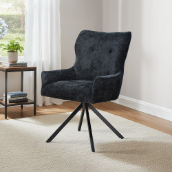 كرسي مفرد مودرن قماش بأرجل معدنية أسود