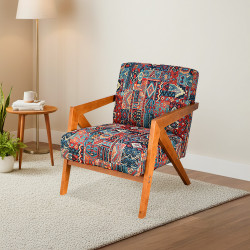 كرسي مفرد فخم تصميم مودرن بأرجل خشبية