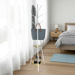 علاقة ملابس معدن برفوف خشبية مودرن أبيض