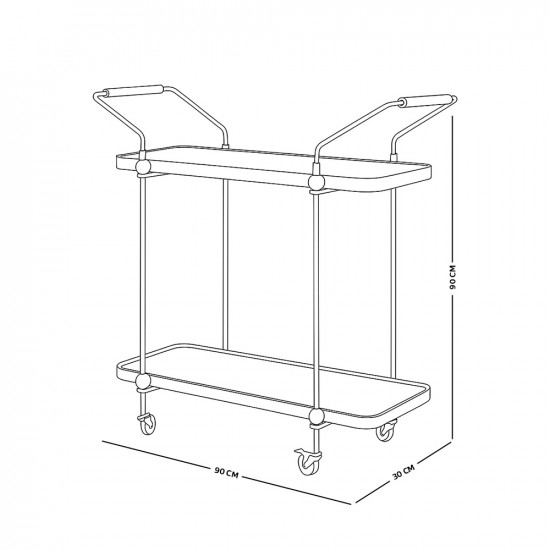 عربة تقديم 2 دور مودرن بسطح زجاجي