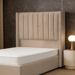 سرير خشبي بتنجيد مخملي عصري 120×200سم سرير خشبي بتنجيد مخملي عصري 120×200سم