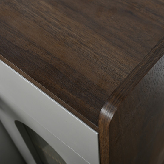 دولاب بوفيه خشب بأبواب زجاجية 100 سم