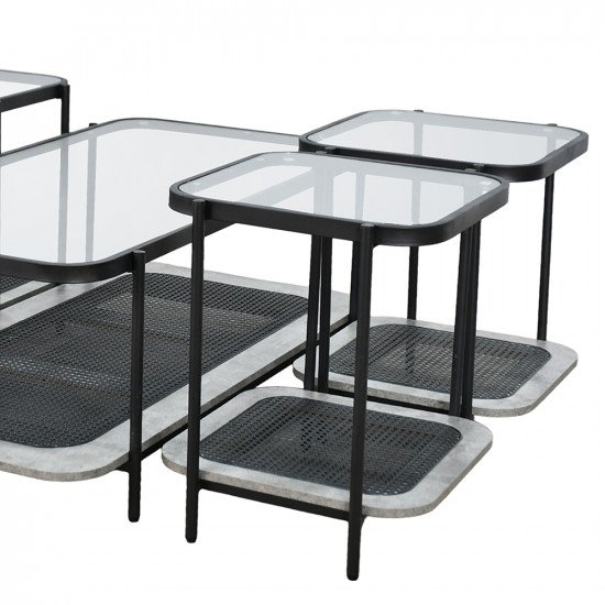 طقم طاولات خدمة 5 قطع 2 دور سطح زجاجي طقم طاولات خدمة 5 قطع 2 دور سطح زجاجي