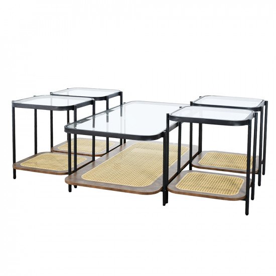 طقم طاولات خدمة 5 قطع 2 دور سطح زجاجي طقم طاولات خدمة 5 قطع 2 دور سطح زجاجي