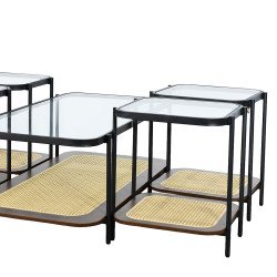 طقم طاولات خدمة 5 قطع 2 دور سطح زجاجي