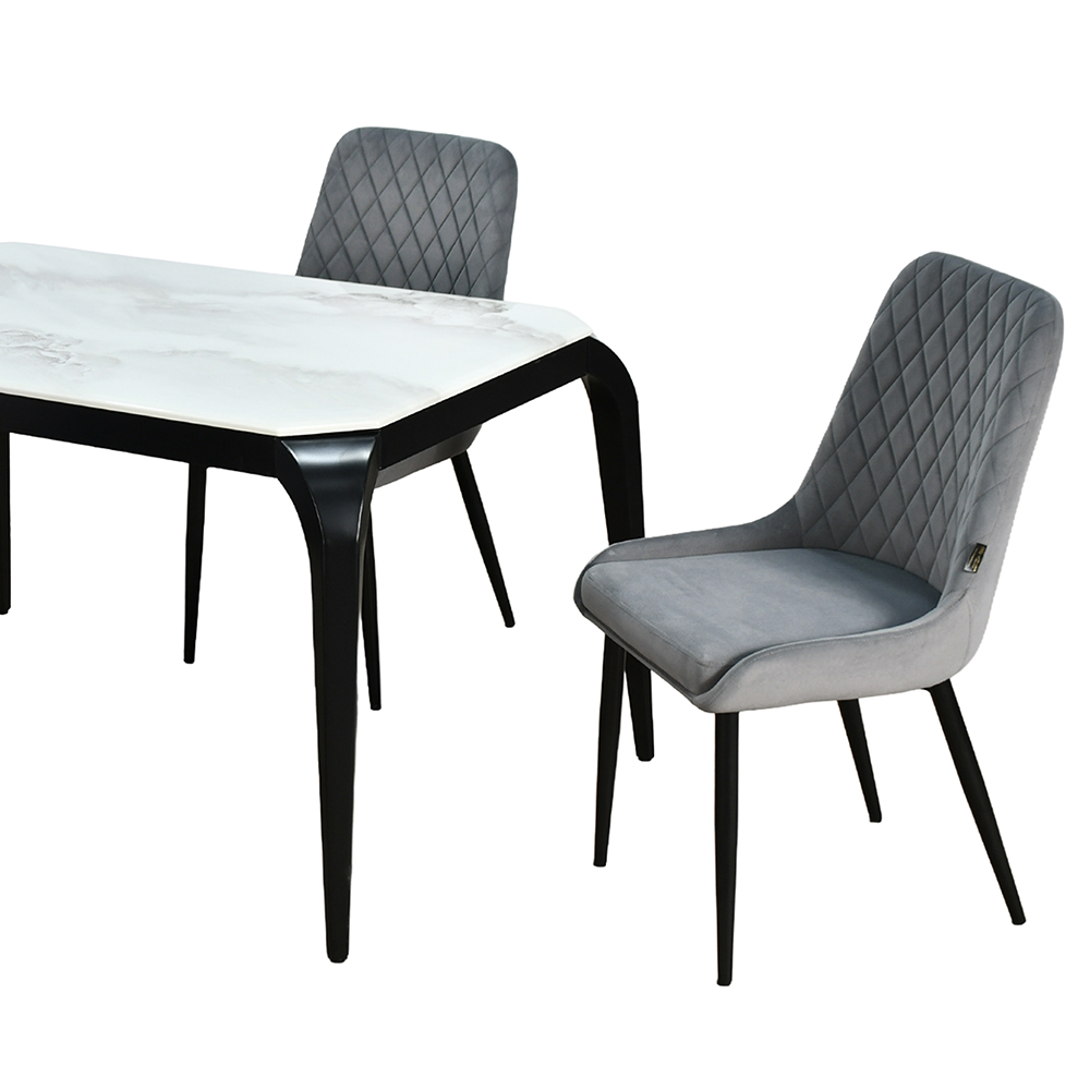 طاولة طعام رخام بأرجل معدنية