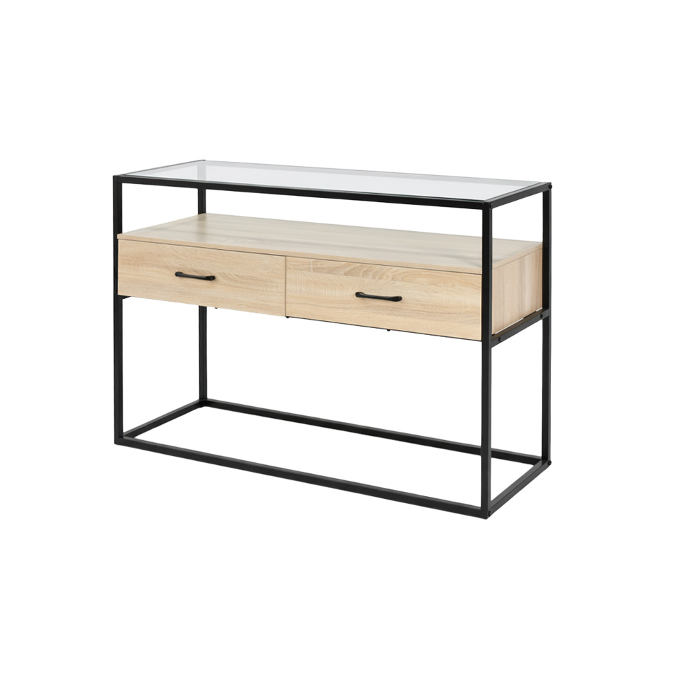 مدخل استقبال بسطح زجاجي وهيكل معدني