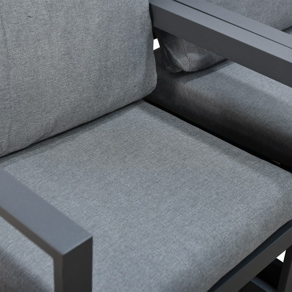 جلسة خارجية 5 مقاعد معدن مع طاولة رمادي