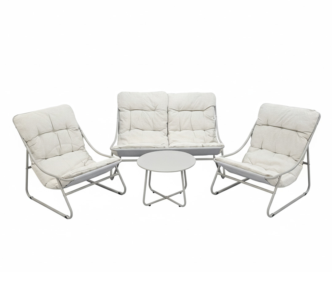 جلسة خارجية معدنية 4 مقاعد مع طاولة بيج