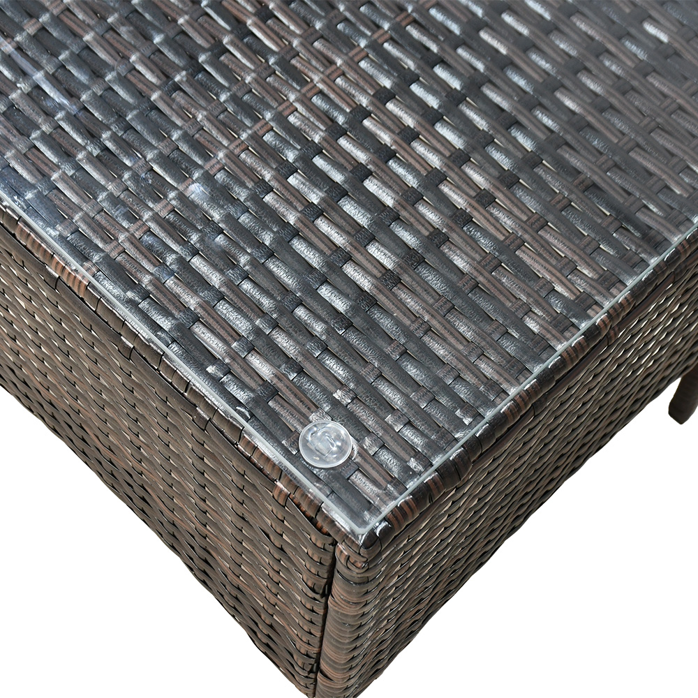 جلسة خارجية 2 مقعد راتان وطاولة بسطح زجاجي