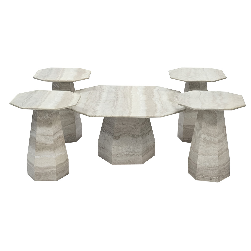 طقم طاولات خدمة 5 قطع خشبي