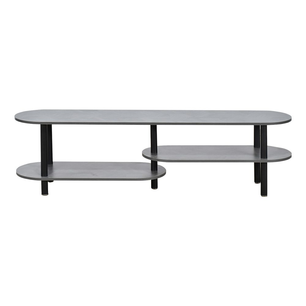 وحدة تلفاز مودرن خشب بهيكل معدني رمادي