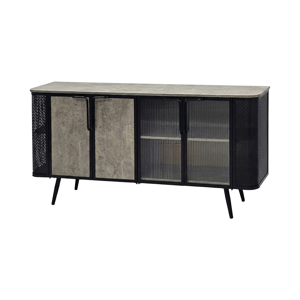 دولاب بوفيه خشبي بأبواب زجاج