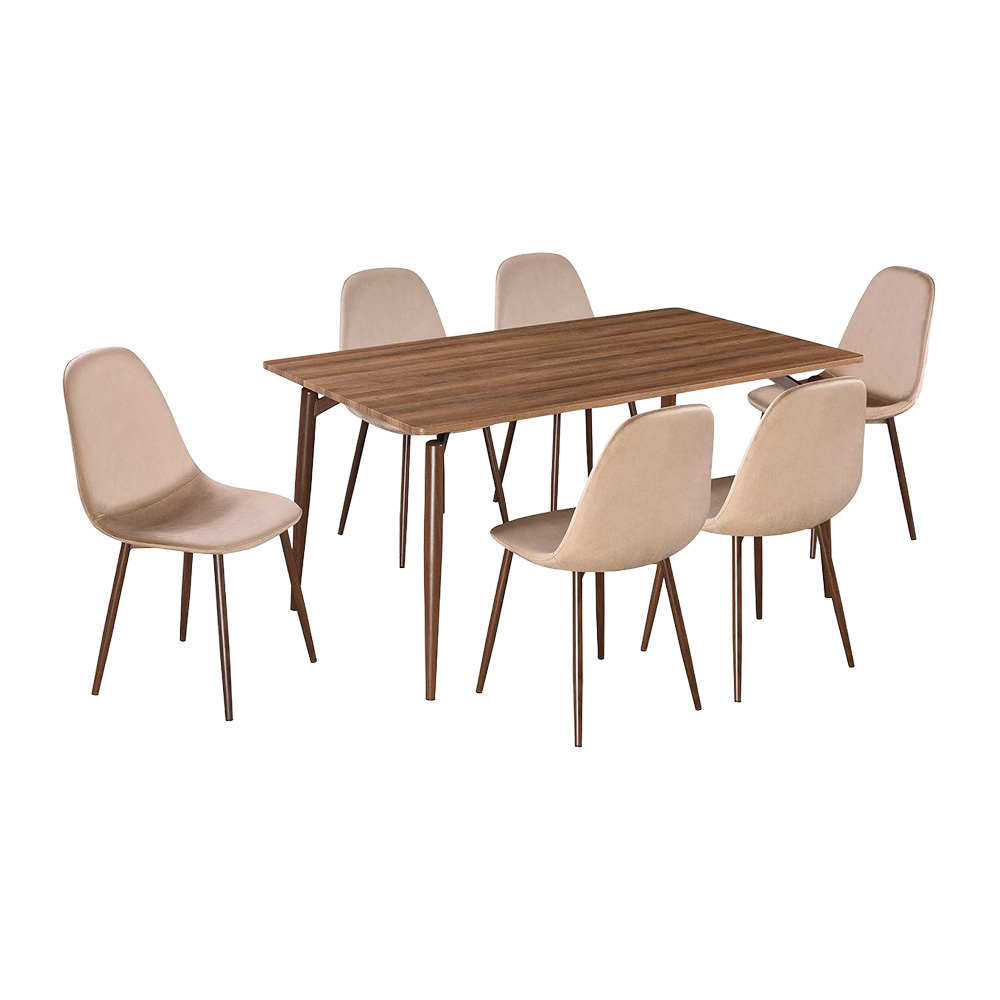 طاولة طعام خشبية 6 كراسي مخمل