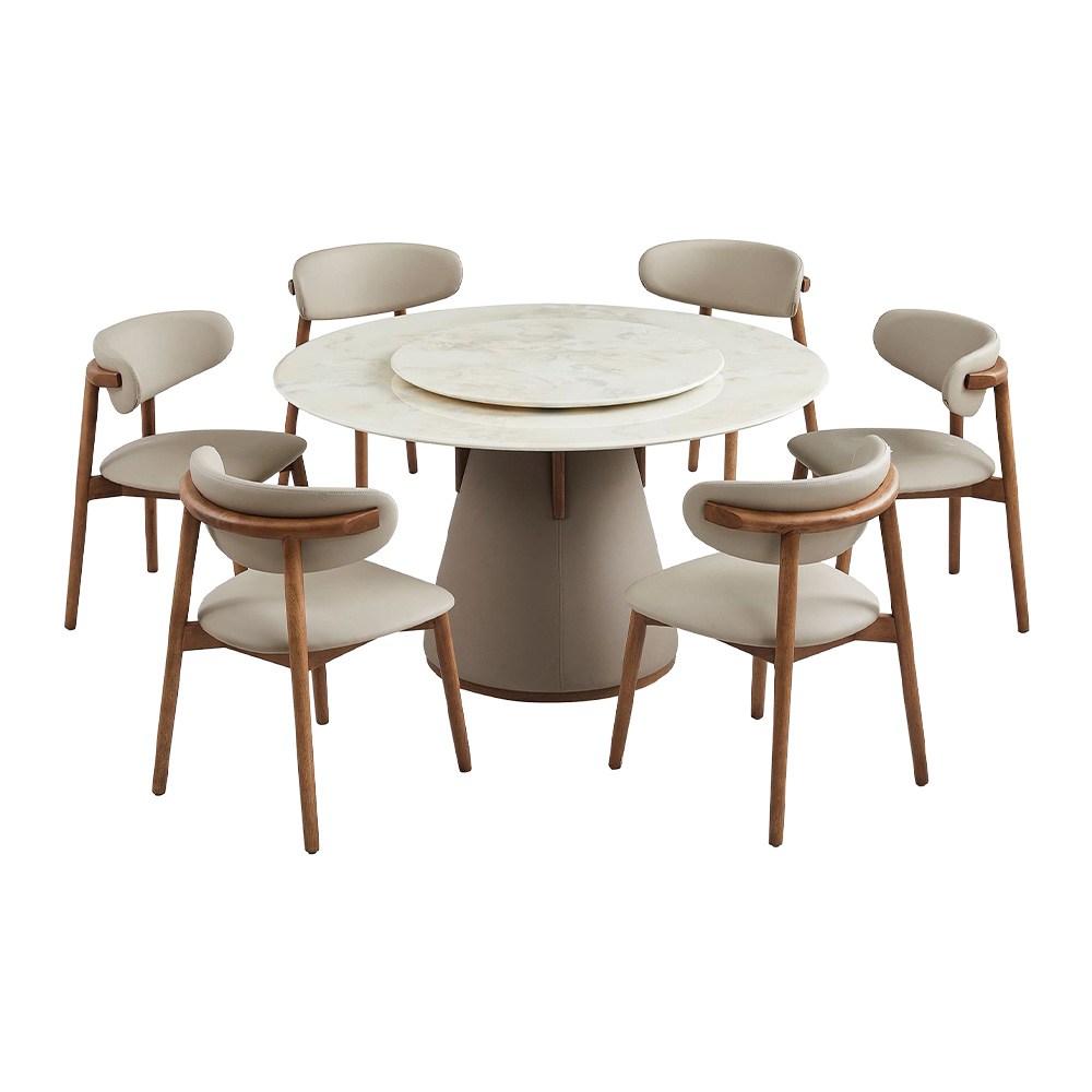 طاولة طعام فاخرة سطح رخامي دوار