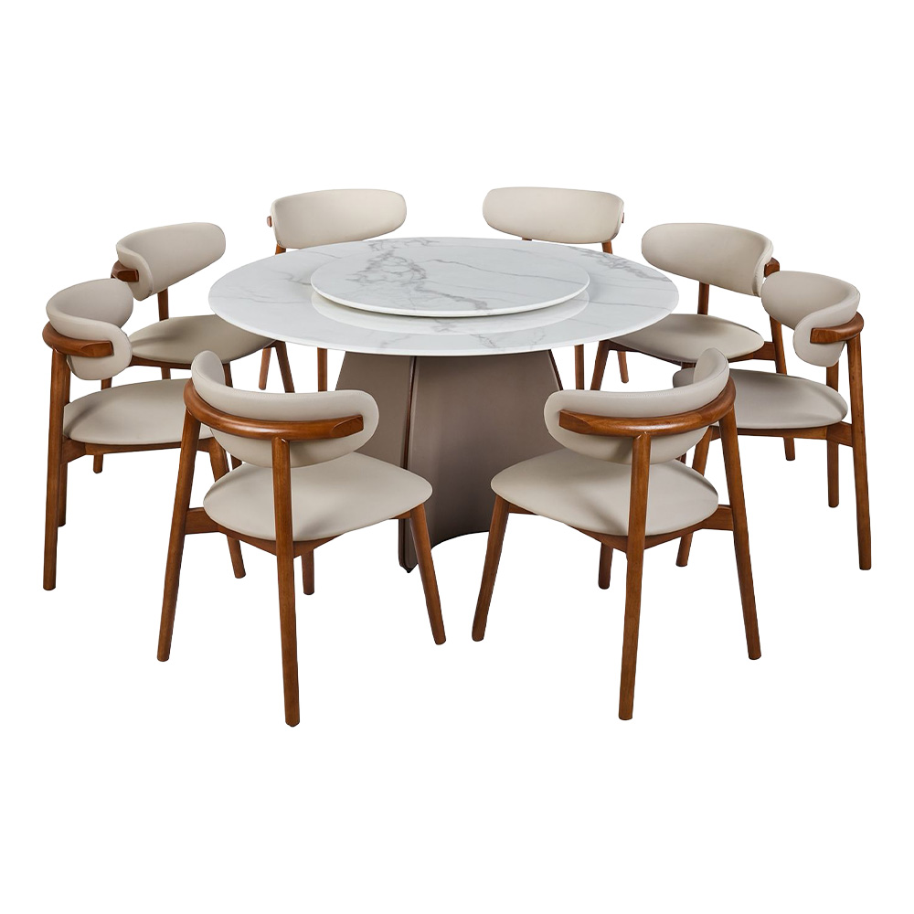 طاولة طعام فاخرة سطح رخامي دوار