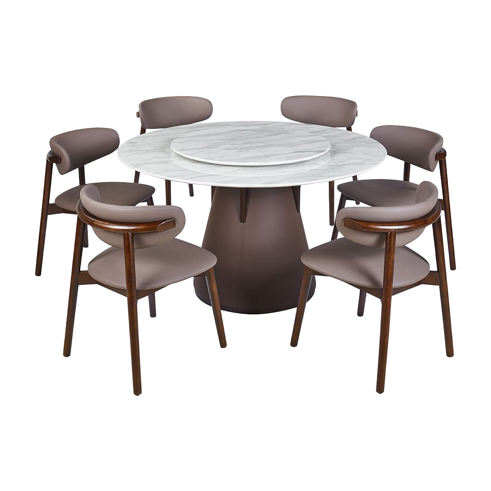 طاولة طعام فاخرة سطح رخامي دوار