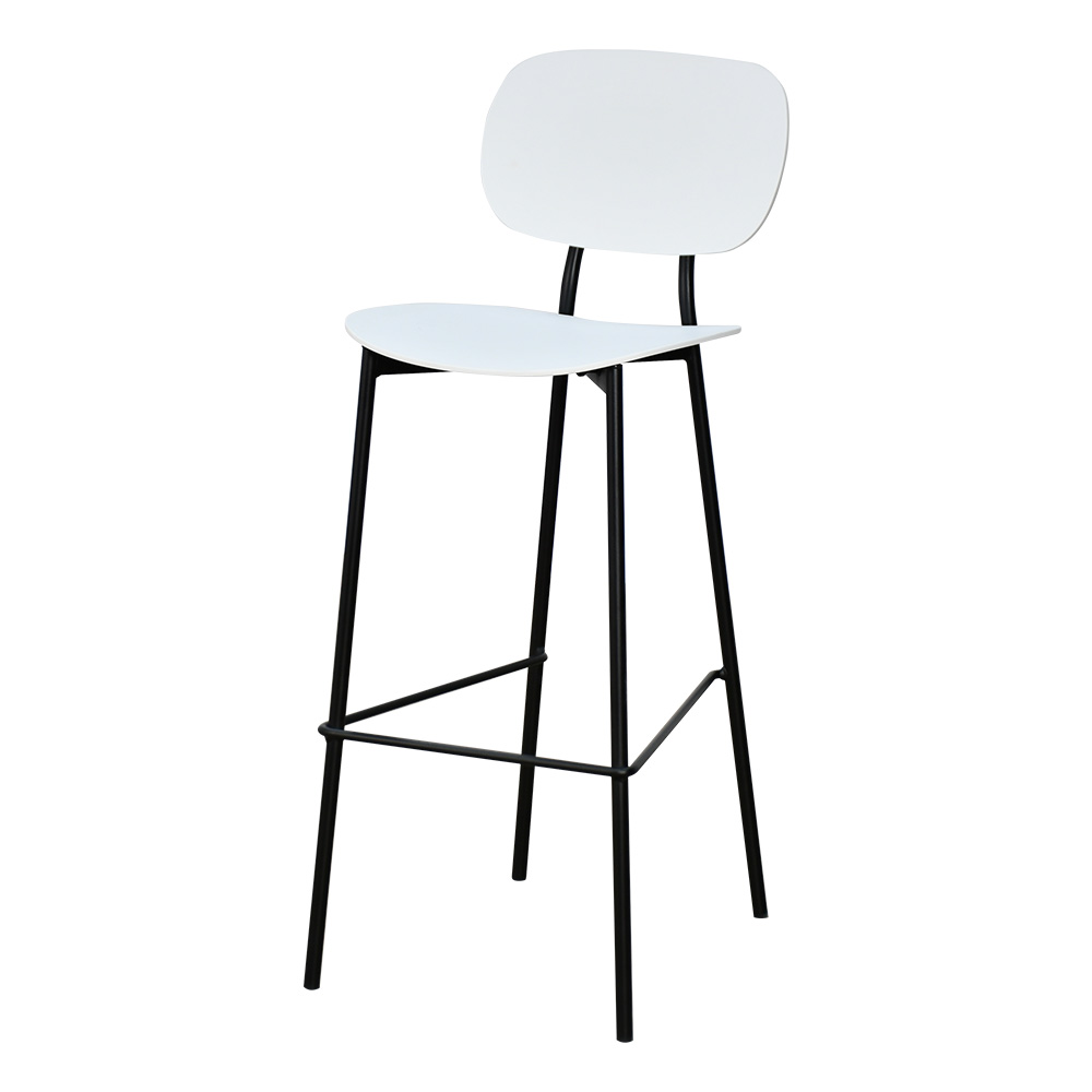 كرسي بار بلاسيتك بأرجل معدنية أبيض