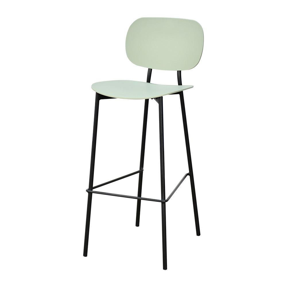 كرسي بار بلاسيتك بأرجل معدنية مينت جرين