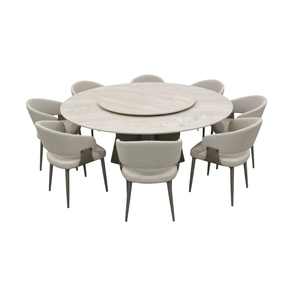 طاولة طعام سيراميك دوار مع 8 كراسي