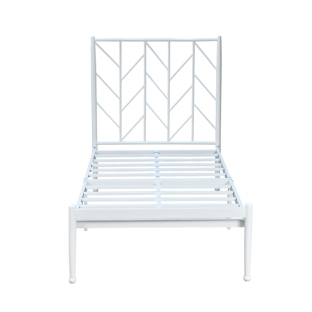 هيكل سرير معدني أبيض 90×190 سم