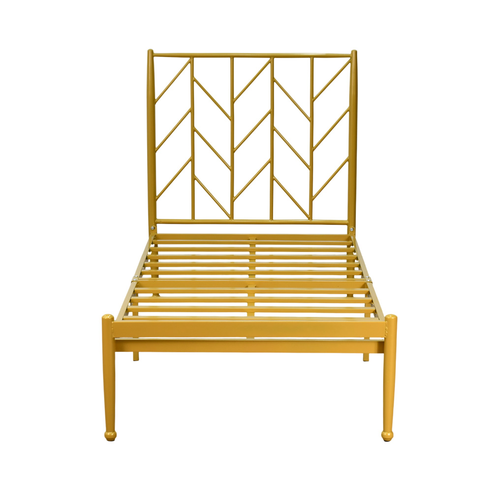 هيكل سرير معدني ذهبي 90×190 سم