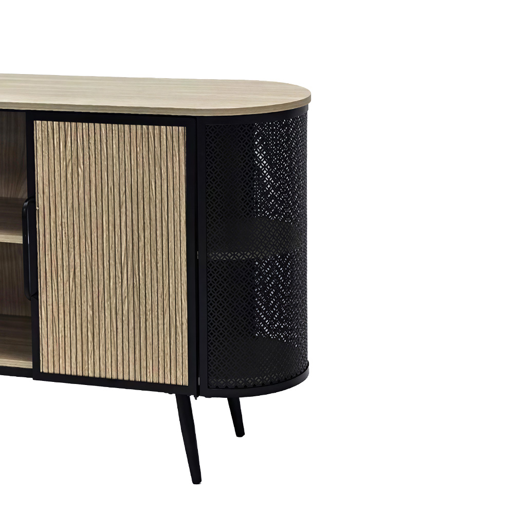 دولاب بوفيه خشبي مع هيكل معدني